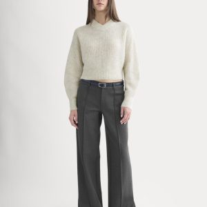 Ponte Wide-Leg Trouser | Heathered Soot