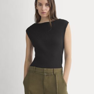 Boat-Neck Ribbed Knit | Black