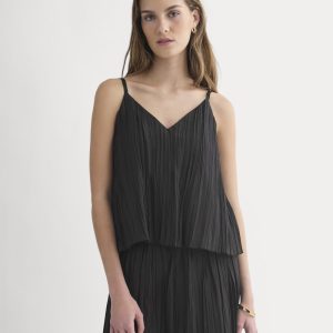 Crinkle Trapeze Tank | Black