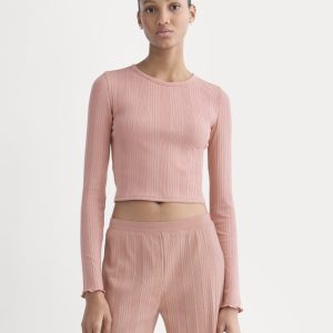 Lounge Rib Cropped Shirt | Ash Rose