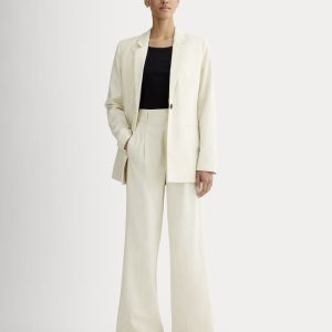 The Draper Pleated Pant in Buttersmooth | Heathered Oat | 30 Inseam