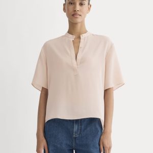 The Popover Top in Washable Silk | Soft Rose