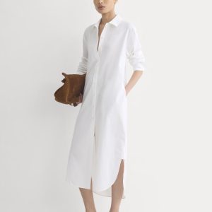 Midi Shirtdress in Ultrasoft Cotton | White