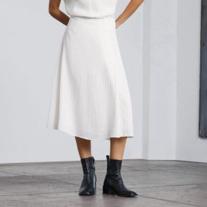 The City Stripe Midi Skirt | Bone