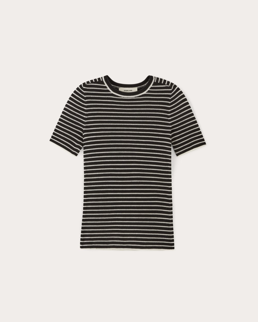 The Sweater Tee in Ultrasoft Merino | Black / Bone - Image 2