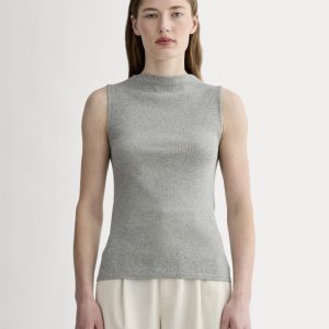 The Luxe Rib Funnel-Neck Tank | Heathered Grey