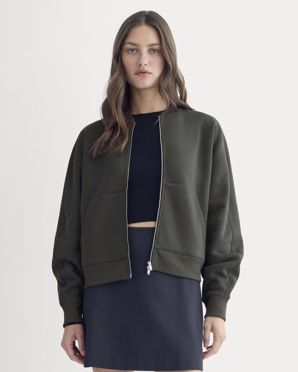 Luxe Fleece Bomber Jacket | Washed Black