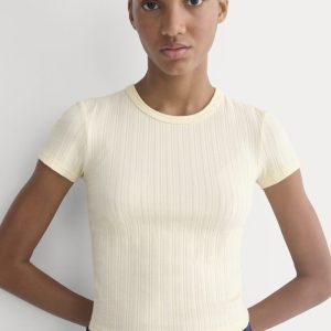 Cropped Crew in Pointelle | Lemon Icing