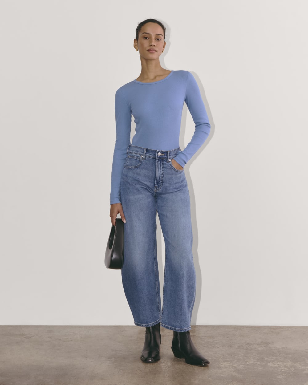 The Luxe Rib Long-Sleeve Crew | Bluebell - Image 3
