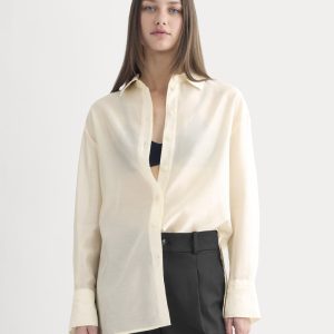 Oversized Shirt in Cotton-Silk Organza | Parchment