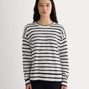 The Slouch Sweater in Cotton Linen | White / Black