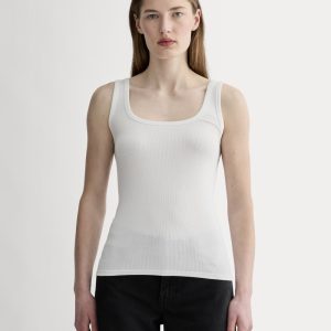 The Luxe Rib Square-Neck Tank | White