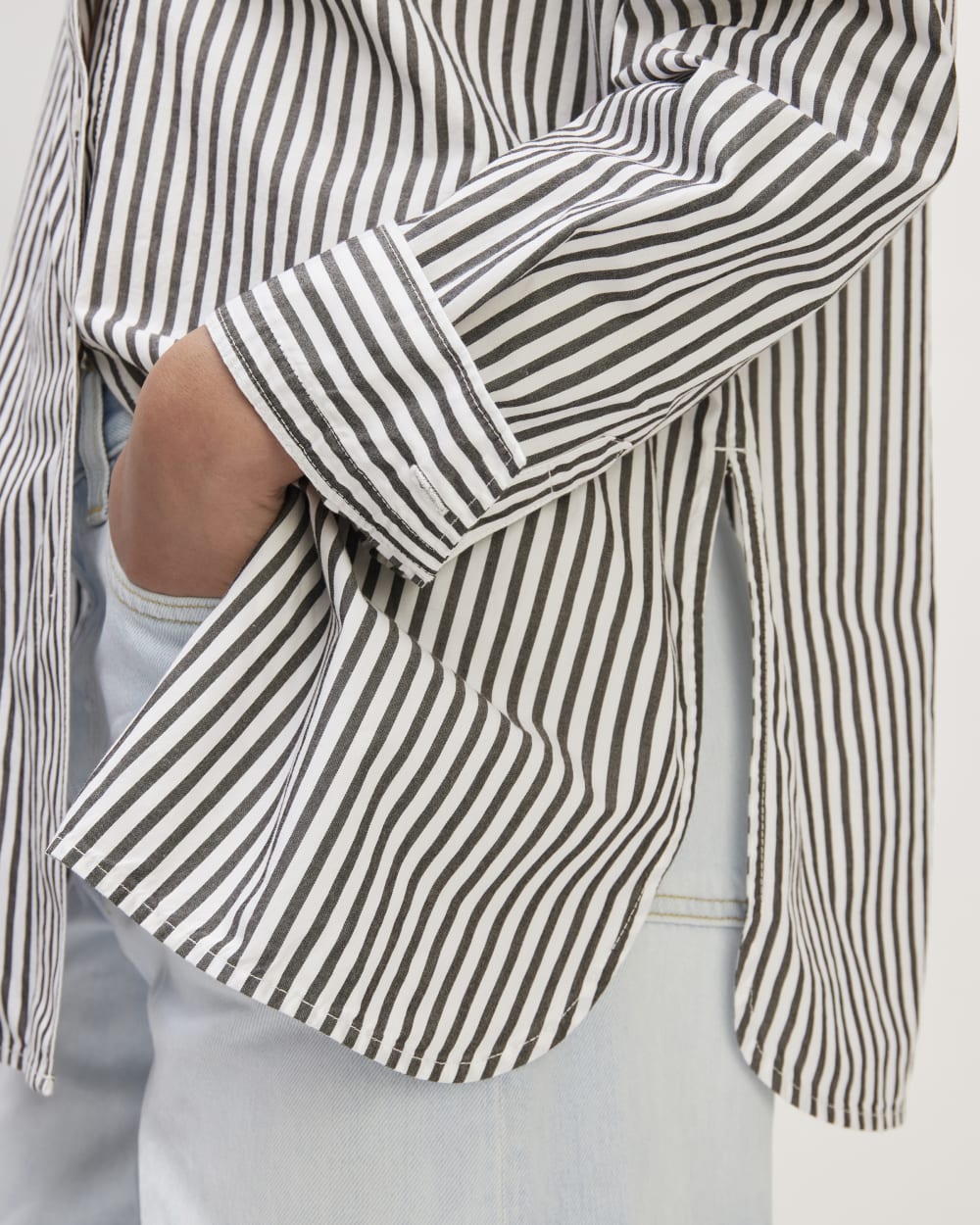 The Supima? Cotton Boyfriend Shirt | Optic White / Black - Image 5