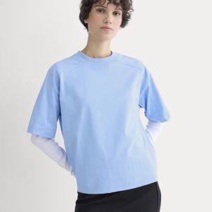 Oversized Seamed Tee | Open Air Blue