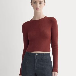 The Cropped Crew Top in Ultrafine Merino | Merlot