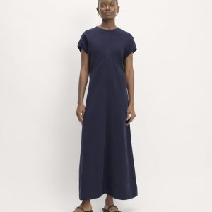 The TENCEL??Short-Sleeve Midi Dress | Navy
